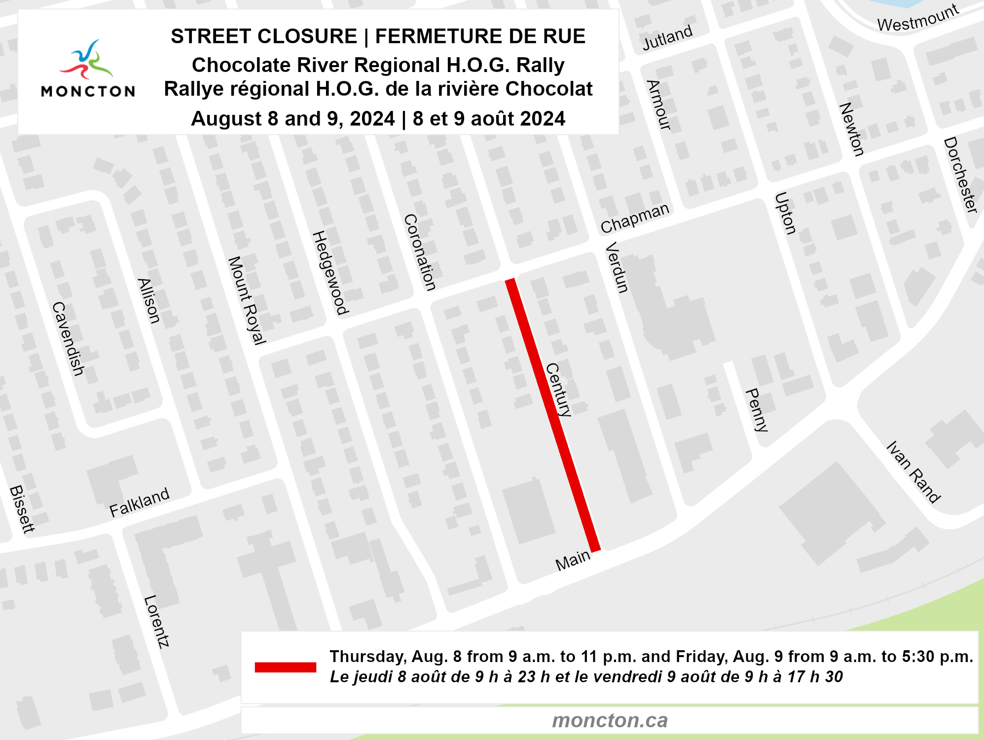 H.O.G. Rally street closure map