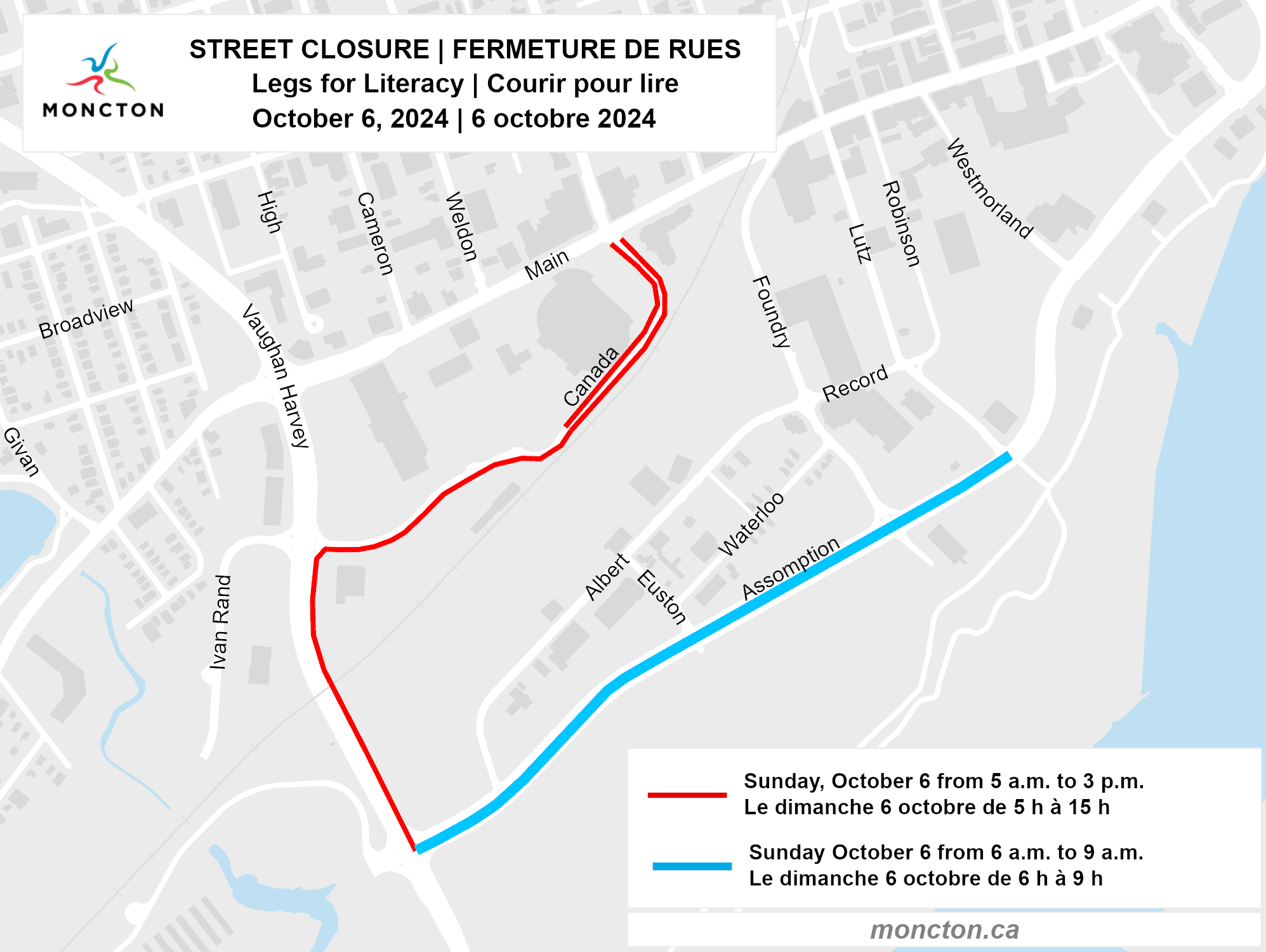 Legs for Literacy street closure map